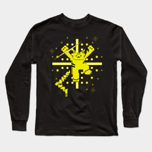 Cat Lightning Retro Gaming Yellow Long Sleeve T-Shirt